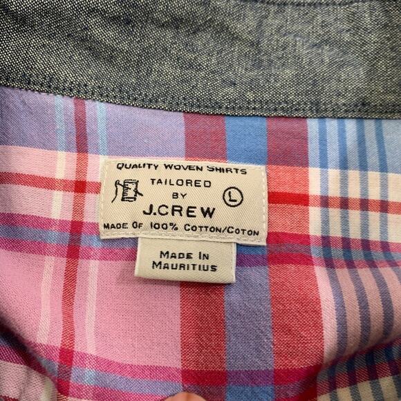 J Crew Shirt Mens L Pink Plaid Button Down Long Sleeve Tailored Woven Cotton - Picture 3 of 9